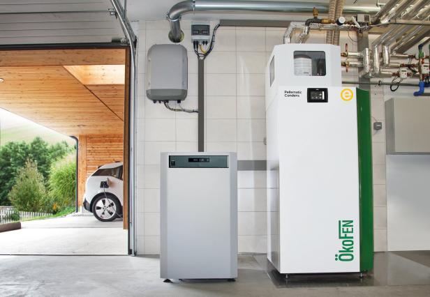 Die Verbindung von Pelletsheizung, Batteriespeicher und E-Auto-Wallbox soll hohe Energieeffizienz bringen.