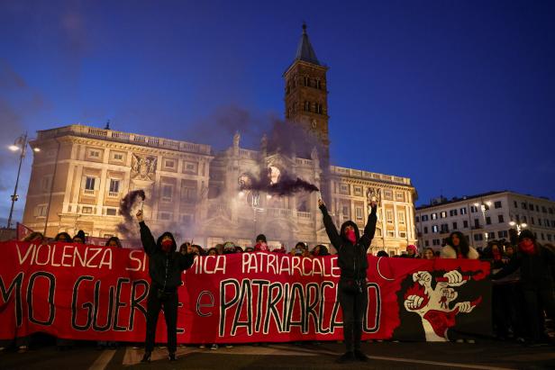 Protest ahead of the International Day for the Elimination of Violence against Women in Rome