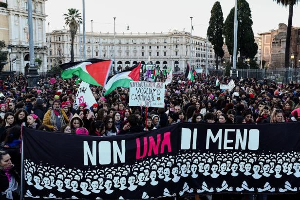 Protest ahead of the International Day for the Elimination of Violence against Women in Rome