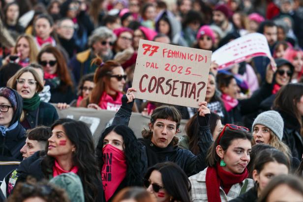 Protest ahead of the International Day for the Elimination of Violence against Women in Rome