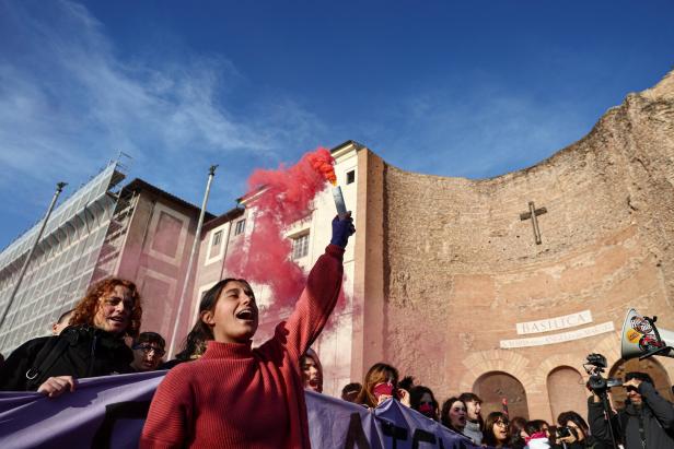 Protest ahead of the International Day for the Elimination of Violence against Women in Rome