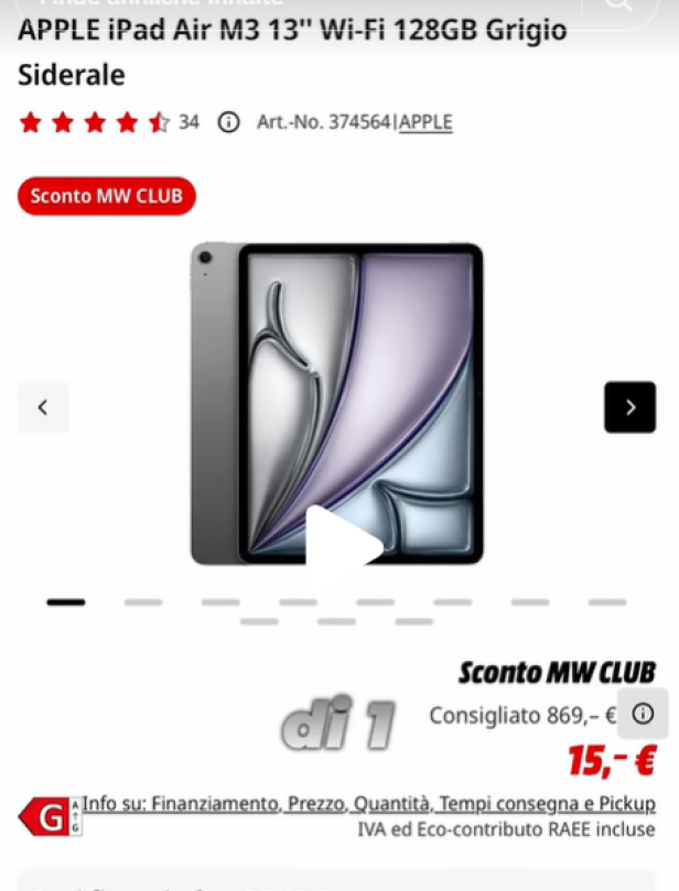 Angebot für ein Apple iPad für 15 Euro