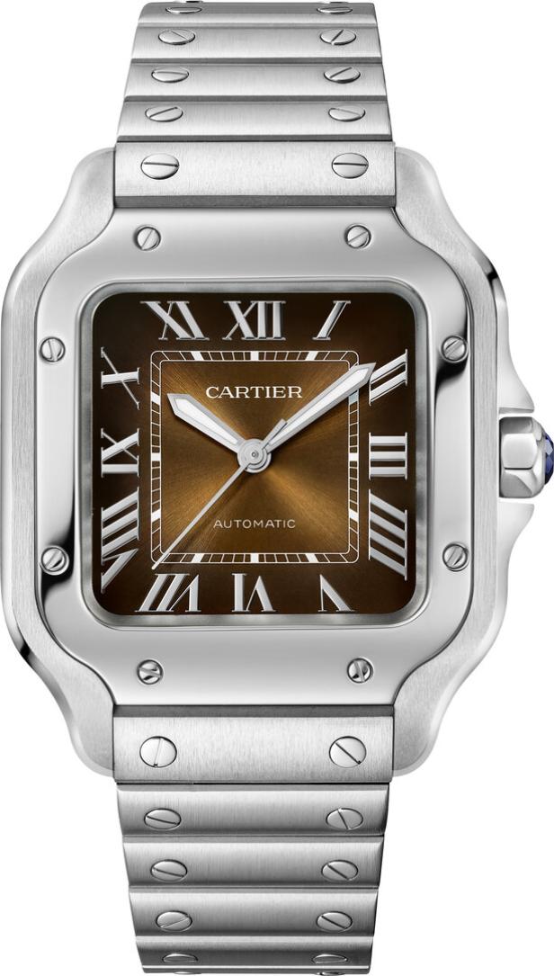 Silberne Uhr von Cartier