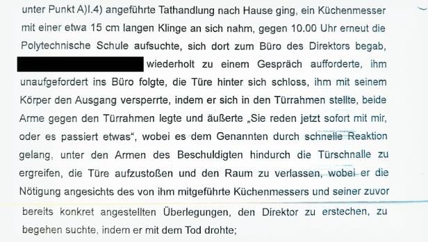 Auszug aus dem Strafantrag der Staatsanwaltschaft gegen den 14-Jährigen.