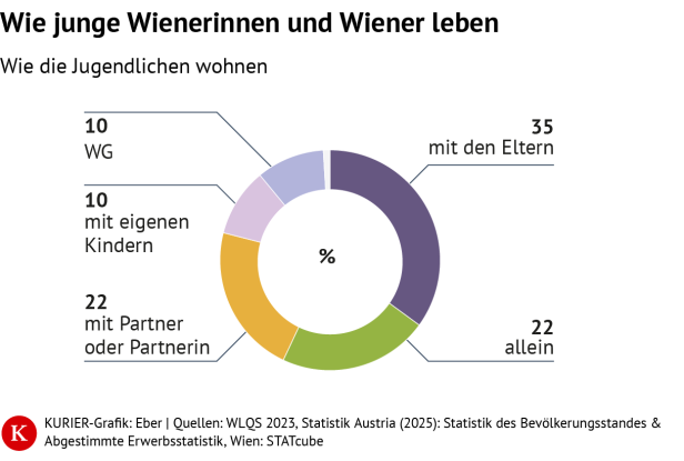 Grafik zeigt, wie Jugendliche in Wien wohnen. 