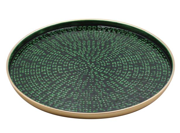 Ein großes, grünes Tablett