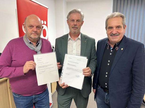 Johannes Benda (Grüne), Günther Kautz (SPÖ) und Wilhelm Haberbichler (FPÖ) (v.l.)