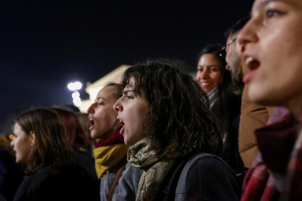 People demonstrate after the resignation of Hungary's President and former Justice Minister, in Budapest