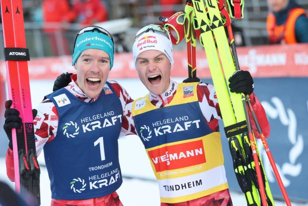 Johannes Lamparter (re.) gewann in Trondheim vor seinem Teamkollegen Franz-Josef Rehrl