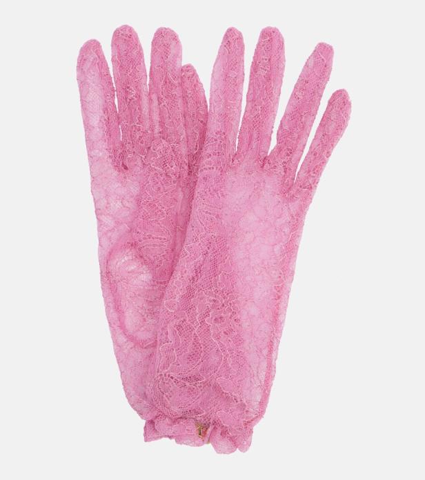 Rosa Spitzenhandschuhe