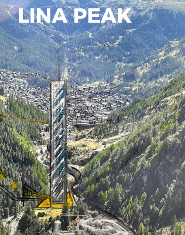 Wolkenkratzer steht nahe der Gemeine Zermatt in der Scheiz