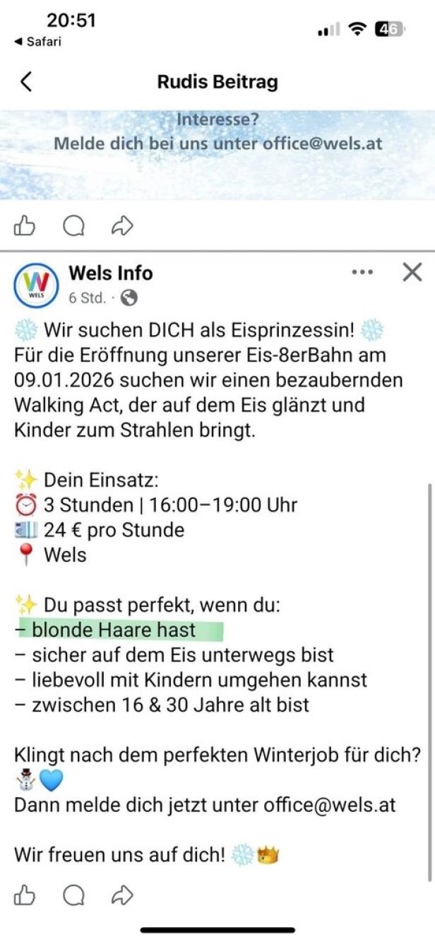 anzeige mit viel Schrift