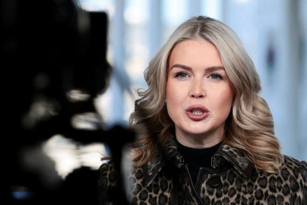 White House Press Secretary Karoline Leavitt is interviewed by Fox News outside the White House in Washington