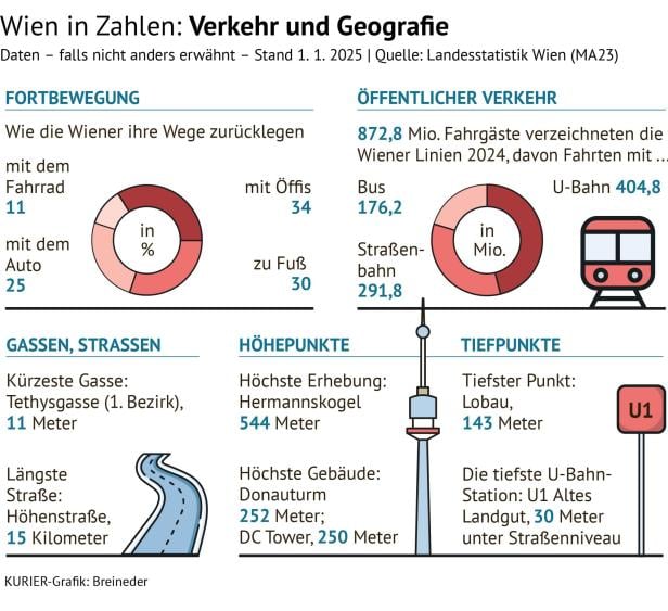 Diese Grafik zeigt, wie sich die Wiener in der Stadt fortbewegen.