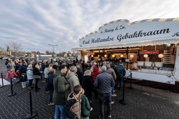 Oliebollen sale on New Year's Eve in the Netherlands