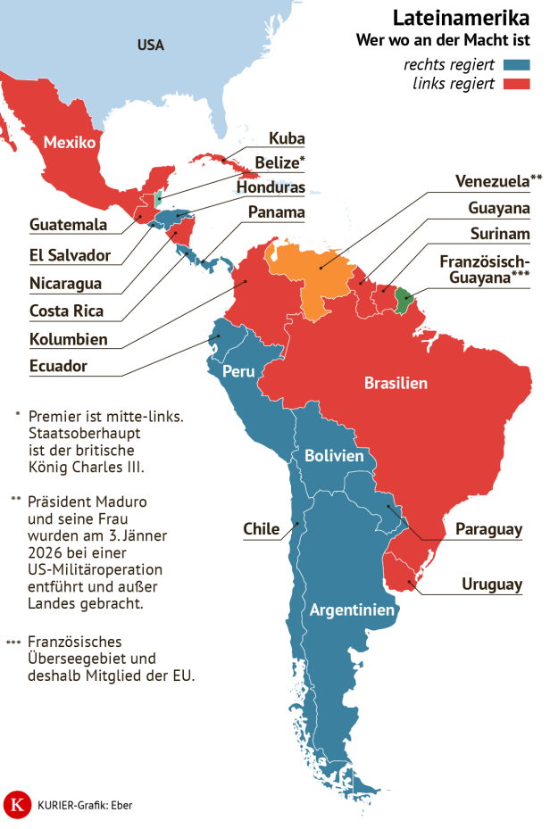 Politische Landkarte Lateinamerikas