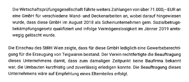 Ein Auszig aus dem Stradtrechnungshof-Bericht mit Missständen im Verein Abendstern. 