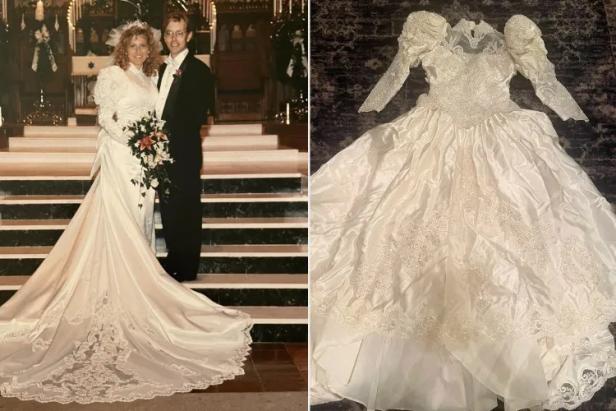 Frau in Hochzeitskleid