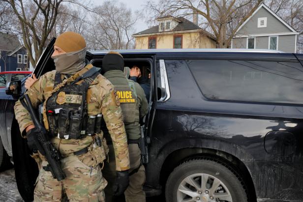 U.S. Customs and Border Patrol agents patrol in Minneapolis