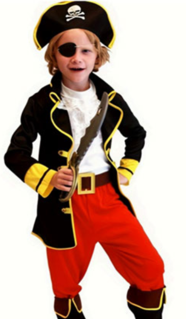 Ein Junge in einem Piratenkostüm.