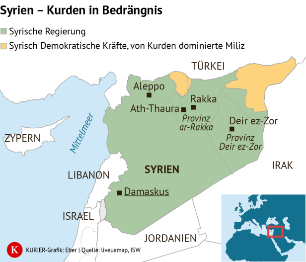 Grafik der Gebietsaufteilung in Syrien.