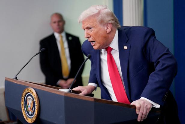 FILE PHOTO: Press briefing on the one-year mark into U.S. President Donald Trump's second term in office, in Washington