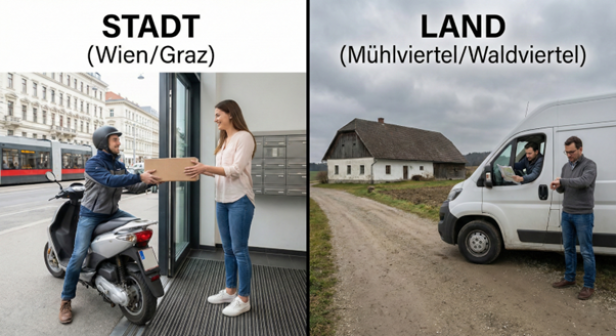 Lieferung von Autoteilen mit Motorrad oder Van 