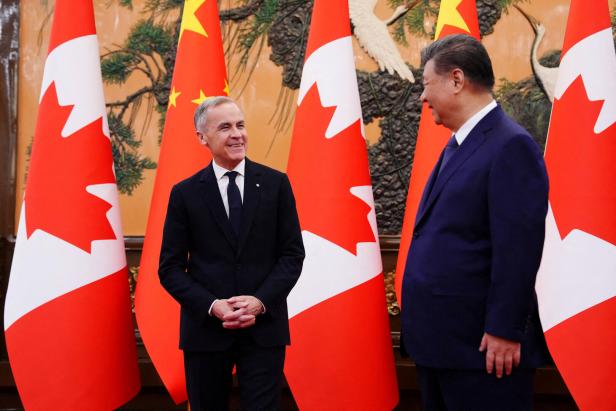 Canadian Prime Minister Mark Carney meets with President of China Xi Jinping at the Great Hall of the People in Beijing