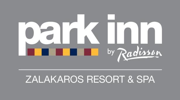Logo von Park Inn by Radisson Zalakaros Resort & Spa auf grauem Hintergrund.