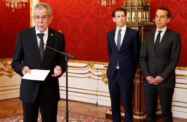 Christian Kern und Sebastian Kurz 2017 bei Alexander Van der Bellen