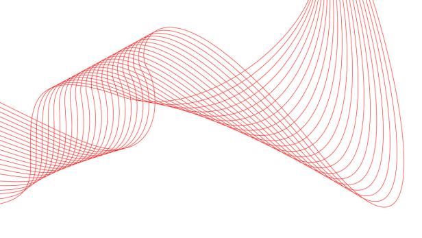 Rote Linien bilden ein abstraktes Wellenmuster auf weißem Hintergrund.
