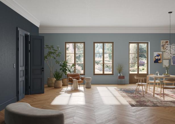 Große Fenster im Wohnraum