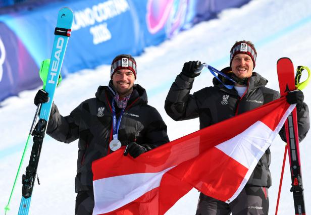 Vincent Kriechmayr und Manuel Feller gewannen bei den Olympischen Spielen Silber in der Team-Kombi