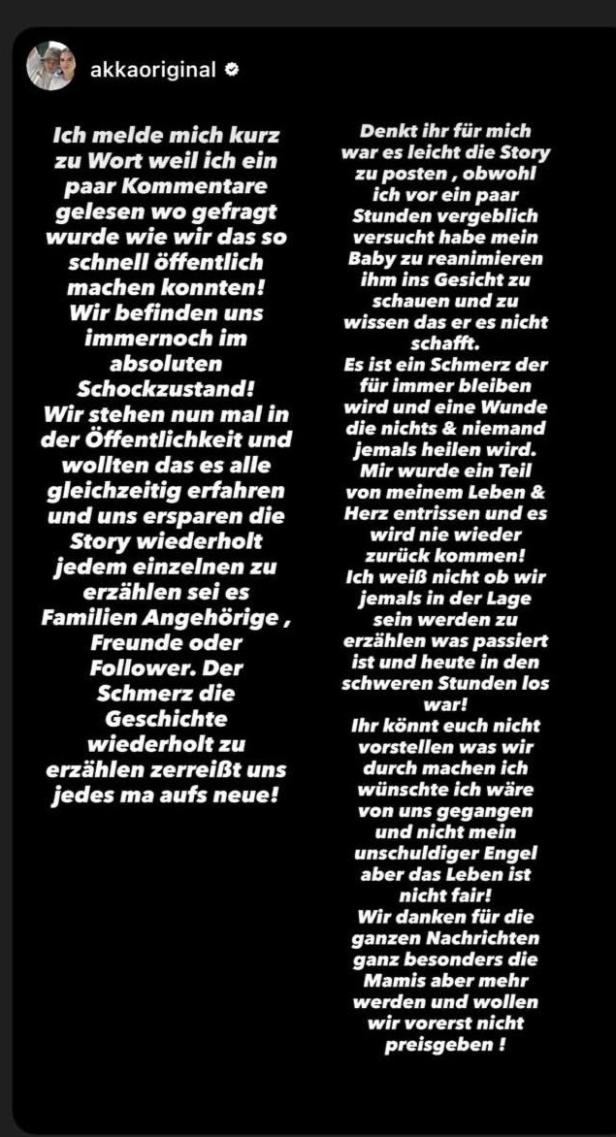 Furkan Akkaya erklärt in einer emotionalen Instagram-Story den Schock und Schmerz über den plötzlichen Tod seines vier Monate alten Sohnes und bittet um Verständnis für die öffentliche Mitteilung.
