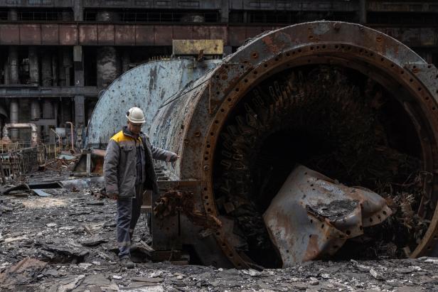 Durch einen russischen Angriff verwüstetes Gaskraftwerk in der Ukraine.