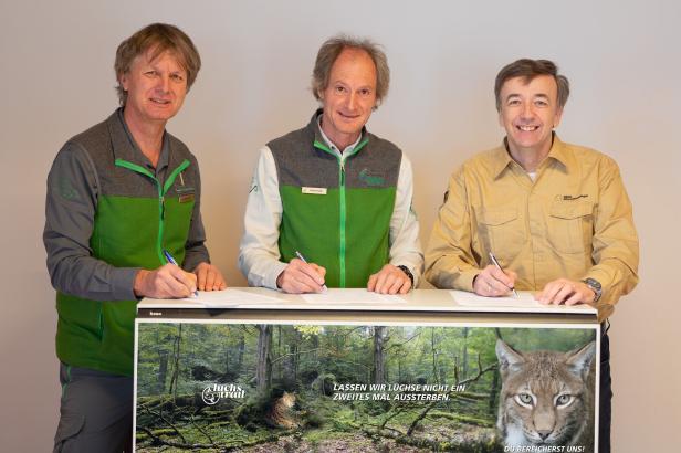 v.r Direktoren Christoph Leditznig vom Wildnisgebiet Dürrenstein-Lassingtal, Herbert Wölger Nationalpark Gesäuse, Josef Forstinger Nationalpark Kalkalpen