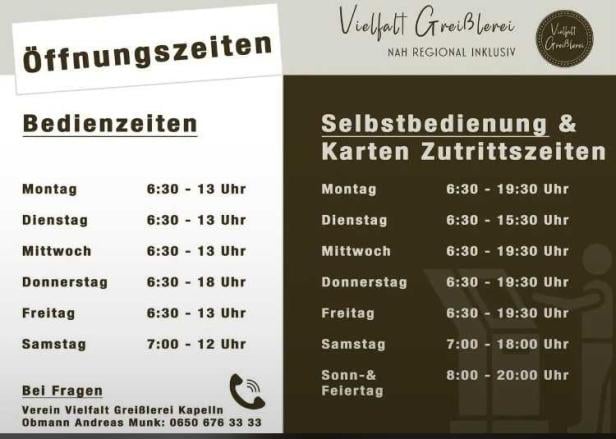 Bedien- und Öffnungszeiten eines Dorfladens