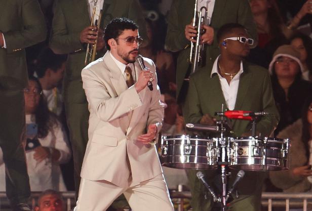 Bad Bunny performs during a concert of his "DeBi TiRAR MaS FOToS World Tour" in Mexico City