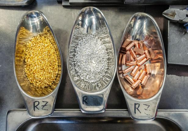 Feingold, Silber, Kupfer