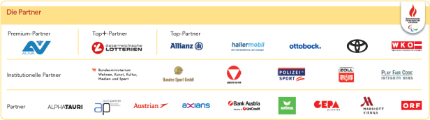 Logos verschiedener Partnerorganisationen sind dargestellt, darunter Allianz, AUVA, und die Österreichischen Lotterien.