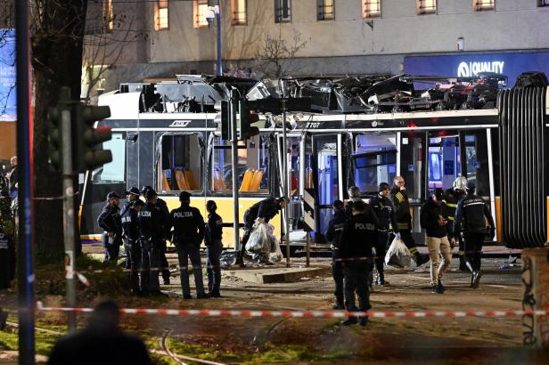 Aftermath of tram derailment in Milan