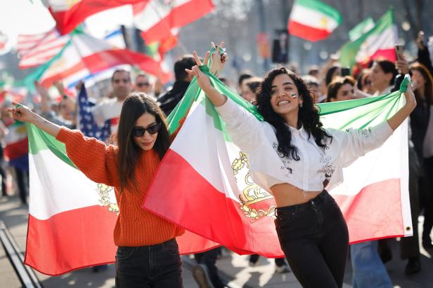 Iranians in exile and their supporters march in Vienna