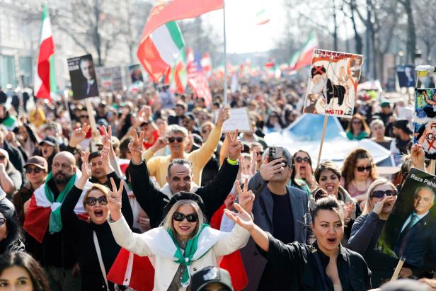 Iranians in exile and their supporters march in Vienna