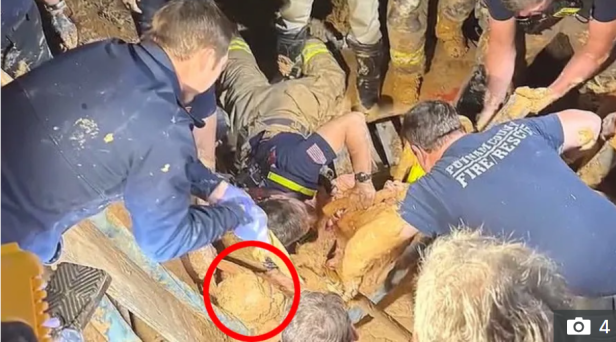 Bis zu den Schultern steckte der 36-Jährige im Schlamm fest und war kaum mehr zu erkennen.