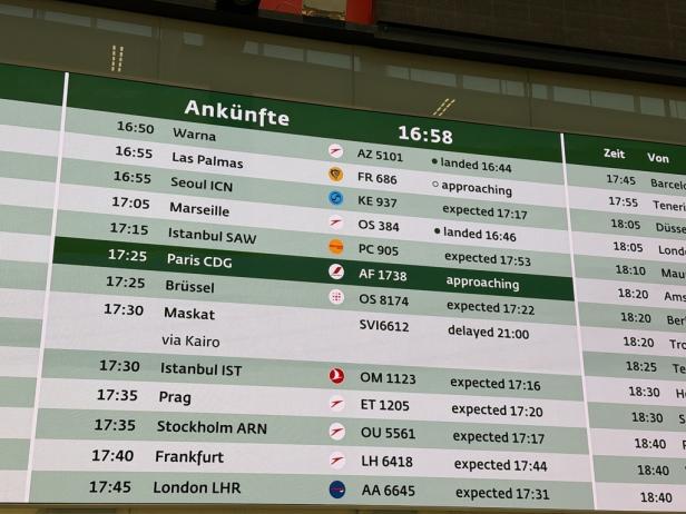 Wien Schwechat: Ansicht der Ankünfte
