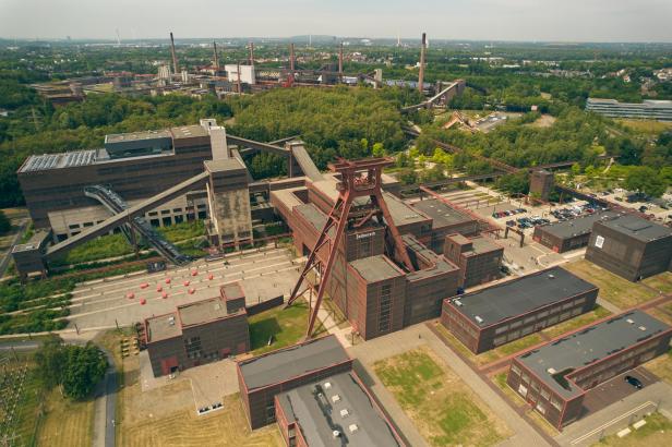 Zeche Zollverein im Ruhrgebiet aus der Vogelperspektive