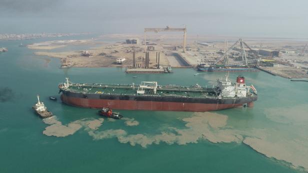 FILE PHOTO: The second Aframax-sized oil tanker sold to Venezuela is seen in Bushehr coast