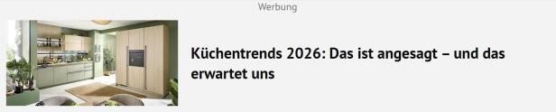 Teaser mit Text und Bild einer Küche
