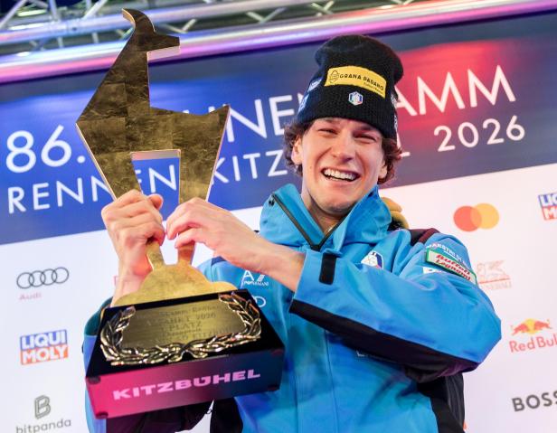 Der Italiener Giovanni Franzoni (24) gewann in diesem Winter die Hahnenkammabfahrt