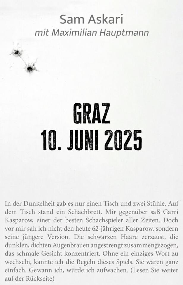 Sam Askari mit Maximilian Hauptmann, Graz, 10. Juni 2025 steht auf dem Cover.